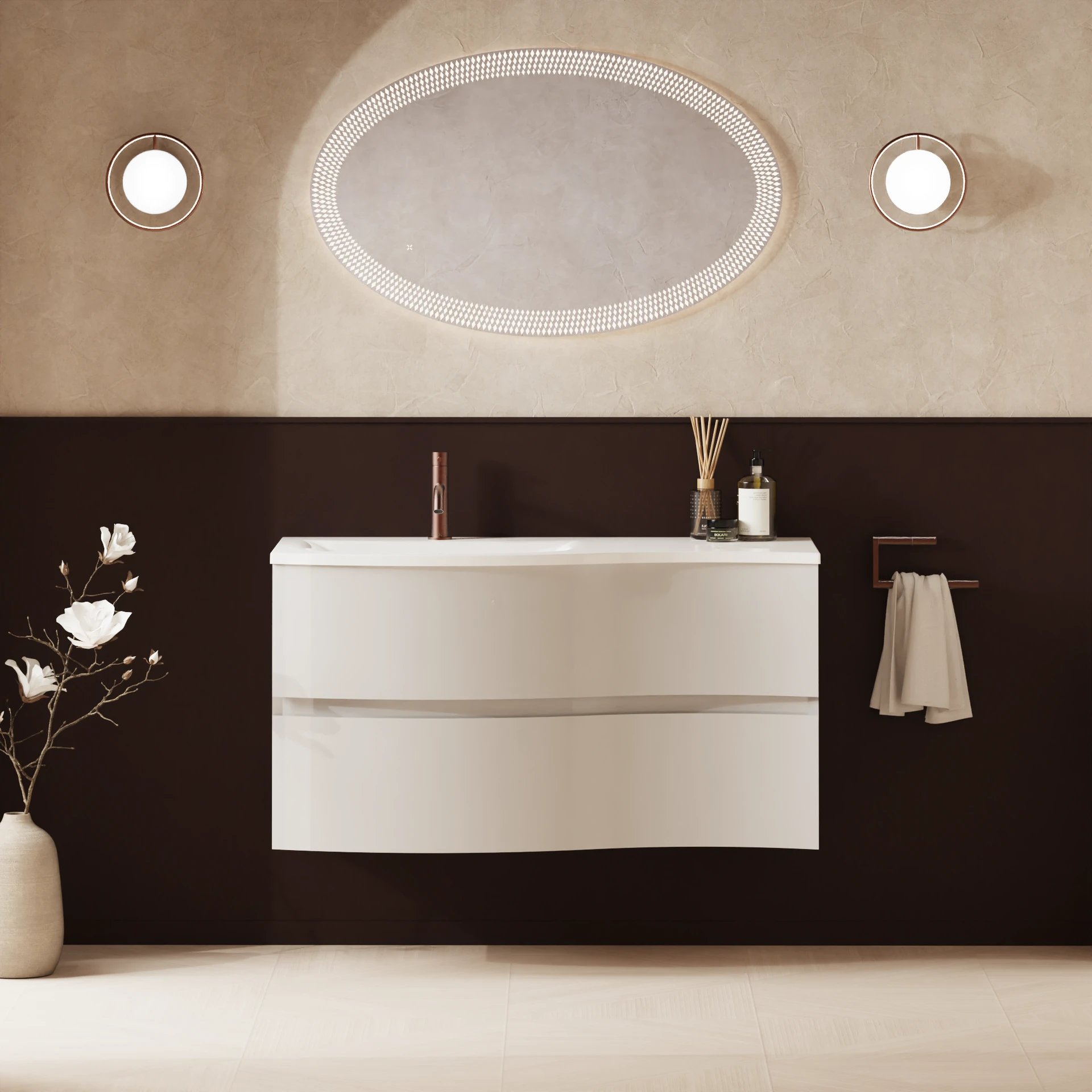 Svelte S Basin Unit 1000 White Gloss