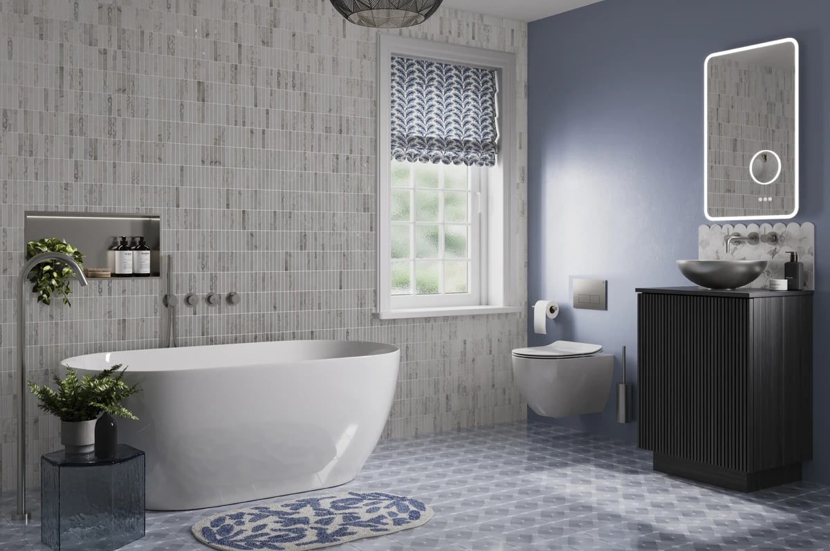 Bathroom design with colour and texture