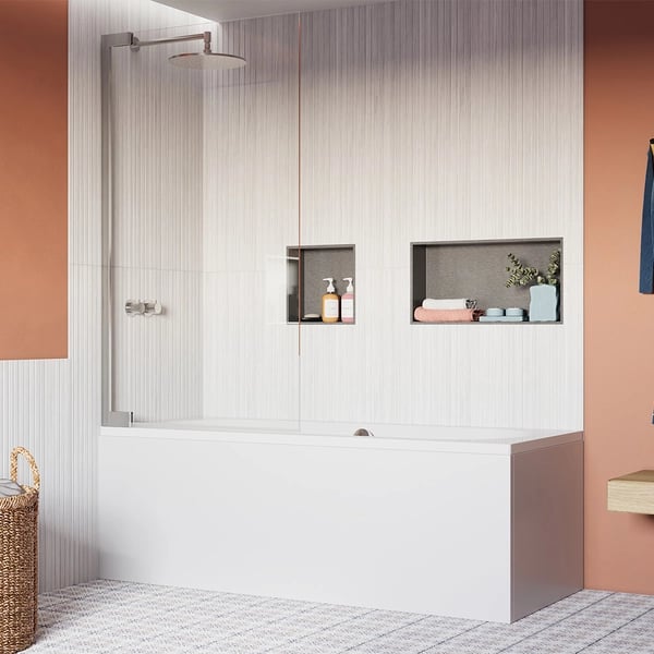 Asura Hinged Bath Screen in Chrome