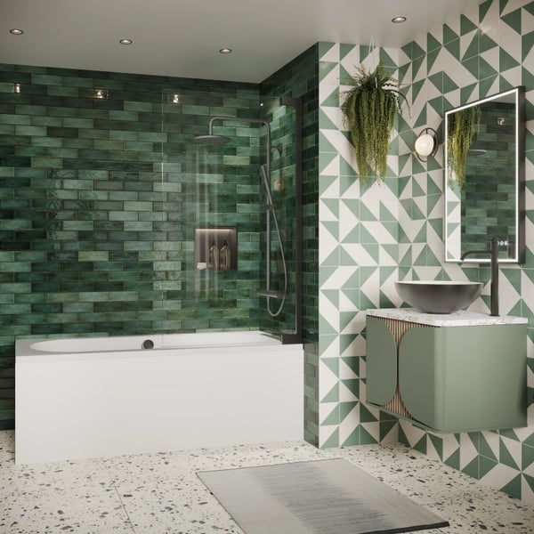 Asura Hinged Bath Screen in Slate