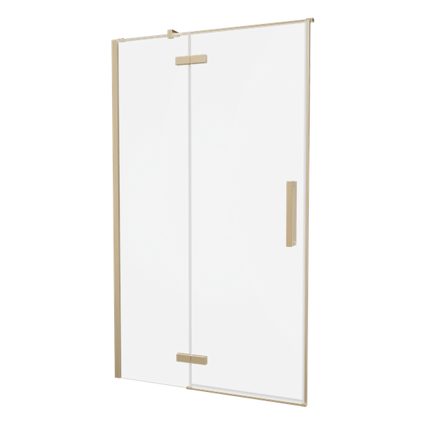 Asura Hinged Shower Door with Inline in Brushed Brass