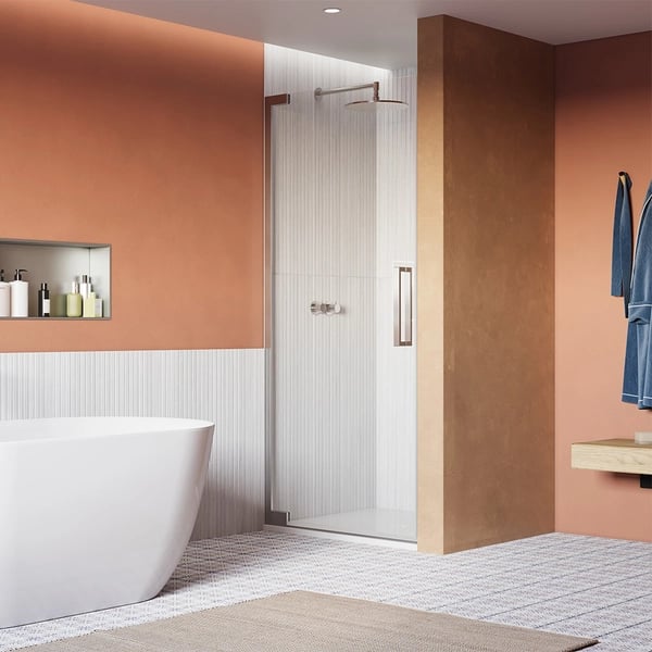 Asura Hinged Shower Door with Side Panel in Chrome