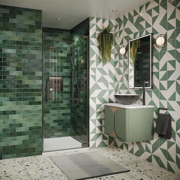 Asura Hinged Shower Door in Slate