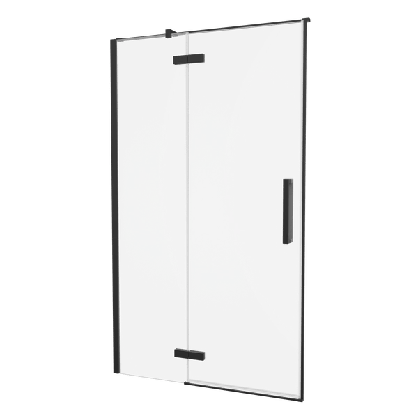 Asura Inline Hinged Shower Door with Side Panel in Matt Black