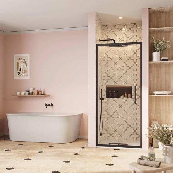 Asura Infold Shower Door in Matt Black