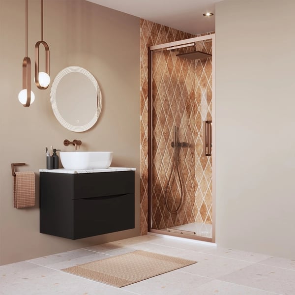 Asura Infold Shower Door with Side Panel in Brushed Bronze