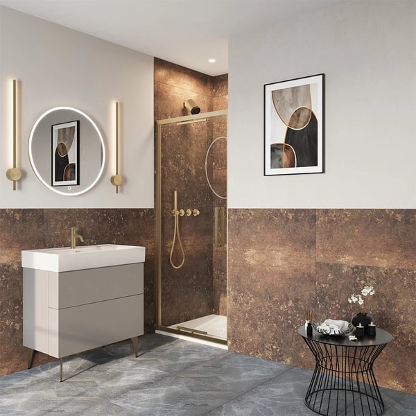 Asura Infold Shower Door in Brushed Brass