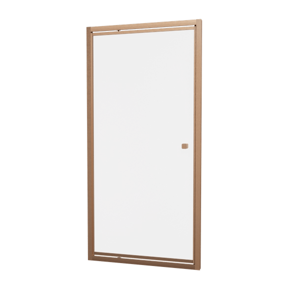 Clear 6 Pivot Shower Door with Side Panel in Brushed Bronze