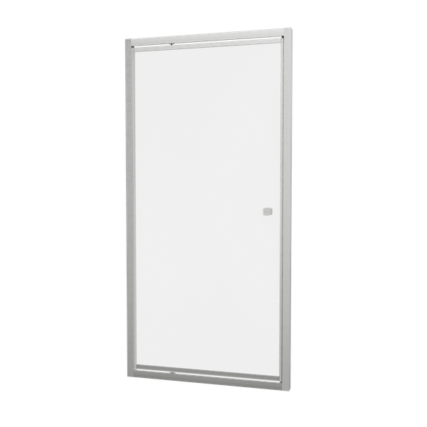 Clear 6 Pivot Shower Door with Side Panel in Brushed Nickel
