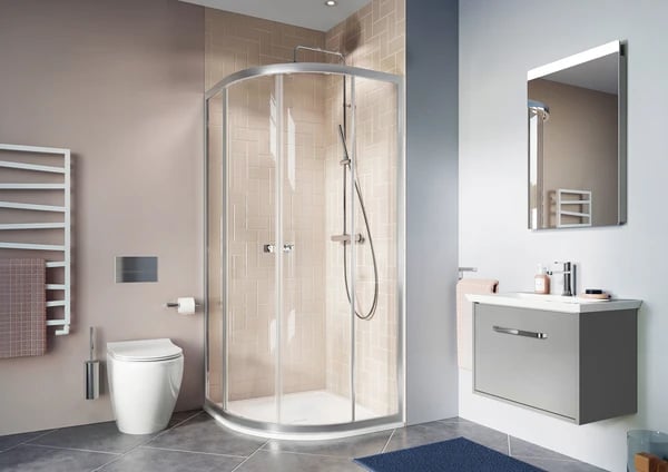 Clear 6 Quadrant Double Door 800 Chrome