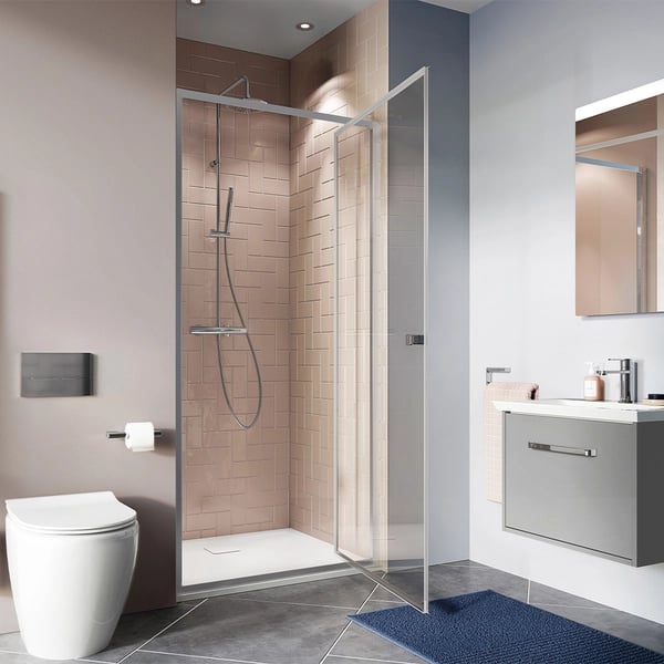 Clear 6 Quadrant Double Door 800 Chrome