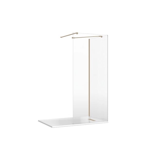 Gallery 8 Corner Shower with Angled Bracing Bar in Brushed Brass