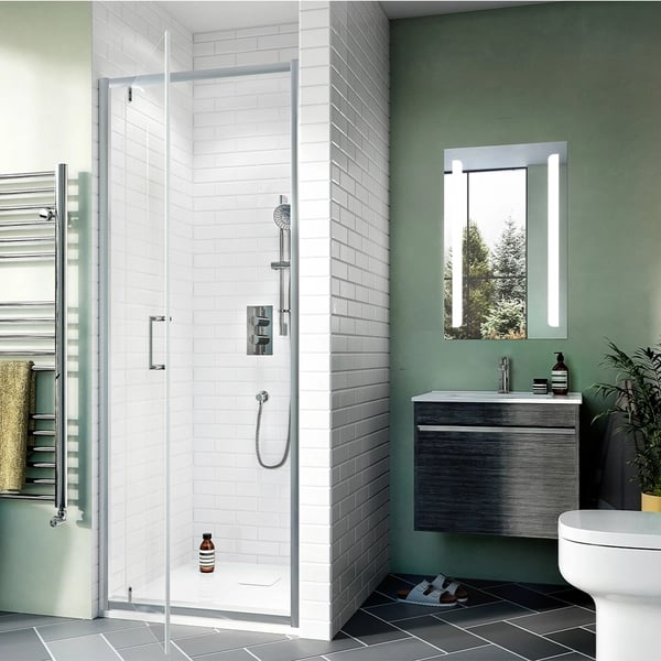 Kai 6 Pivot Shower Door with Side Panel in Chrome