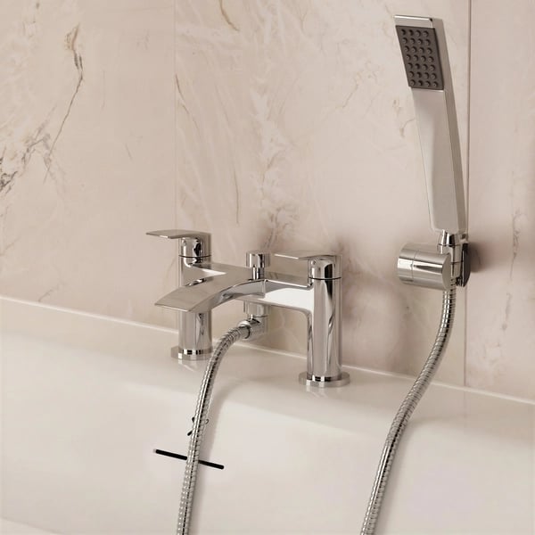 Flow Bath Shower Mixer Dual Lever with Kit Chrome