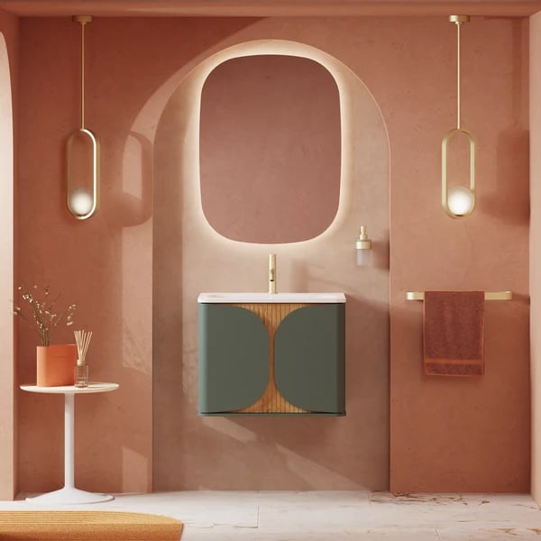 Tambour Wall Hung Furniture Unit with Basin - 600mm