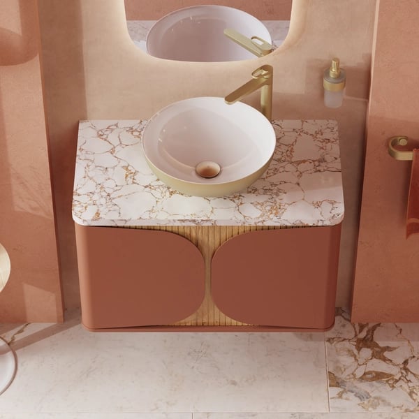 Tambour Wall Hung Furniture Unit with Worktop - 800mm