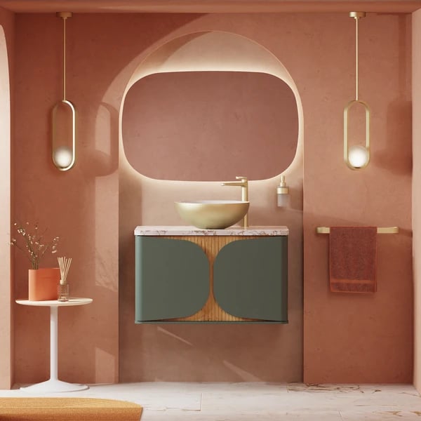 Tambour Wall Hung Furniture Unit with Basin - 800mm